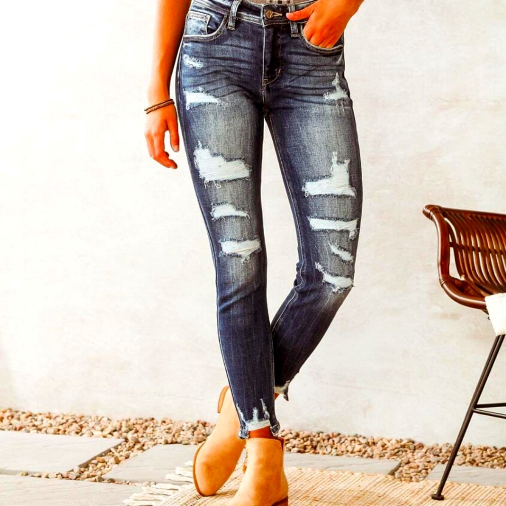 Kancan mid-rise ankle skinny jeans